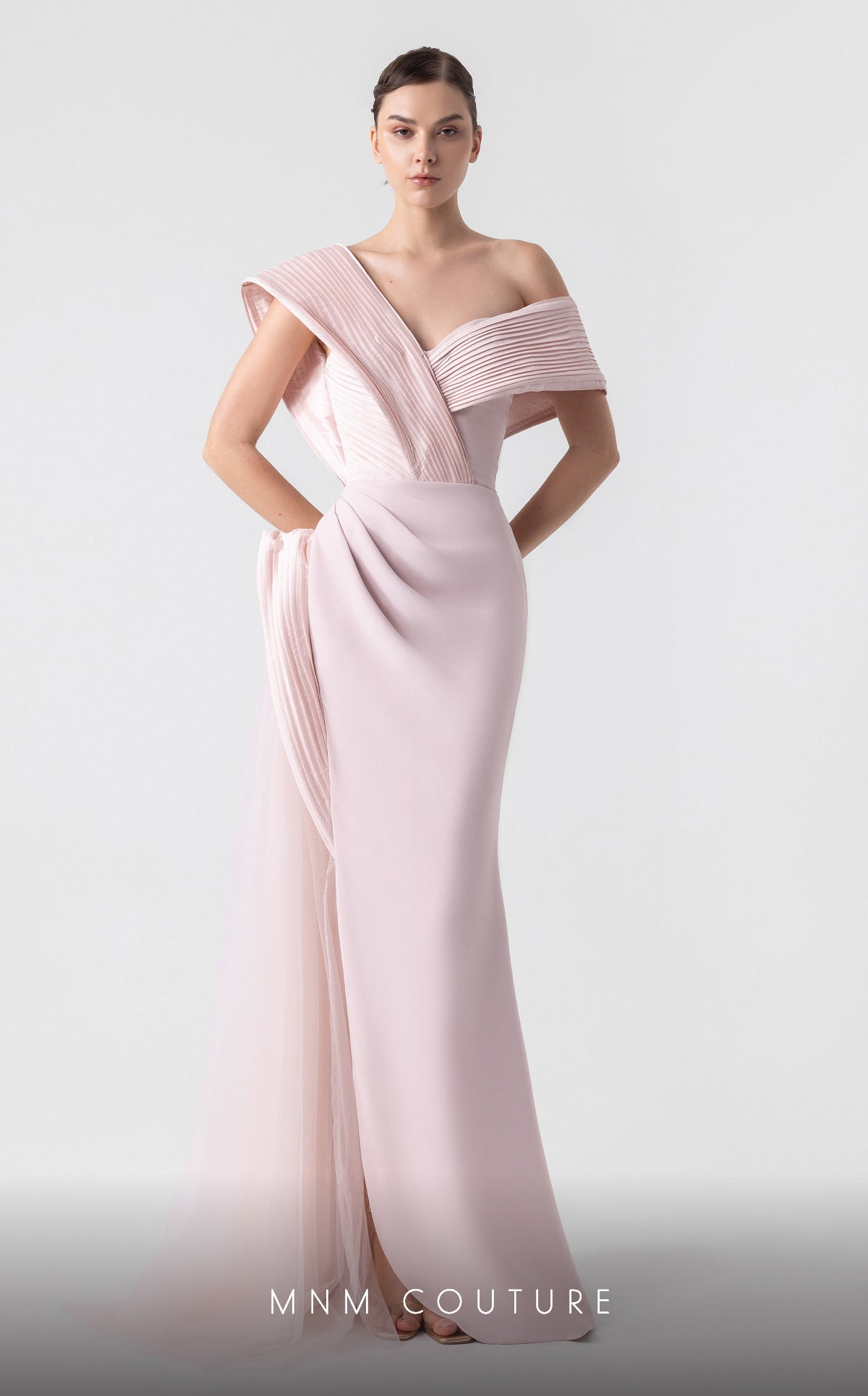 Formal Dresses Long Formal Fitted Pleated Prom Dress Pink