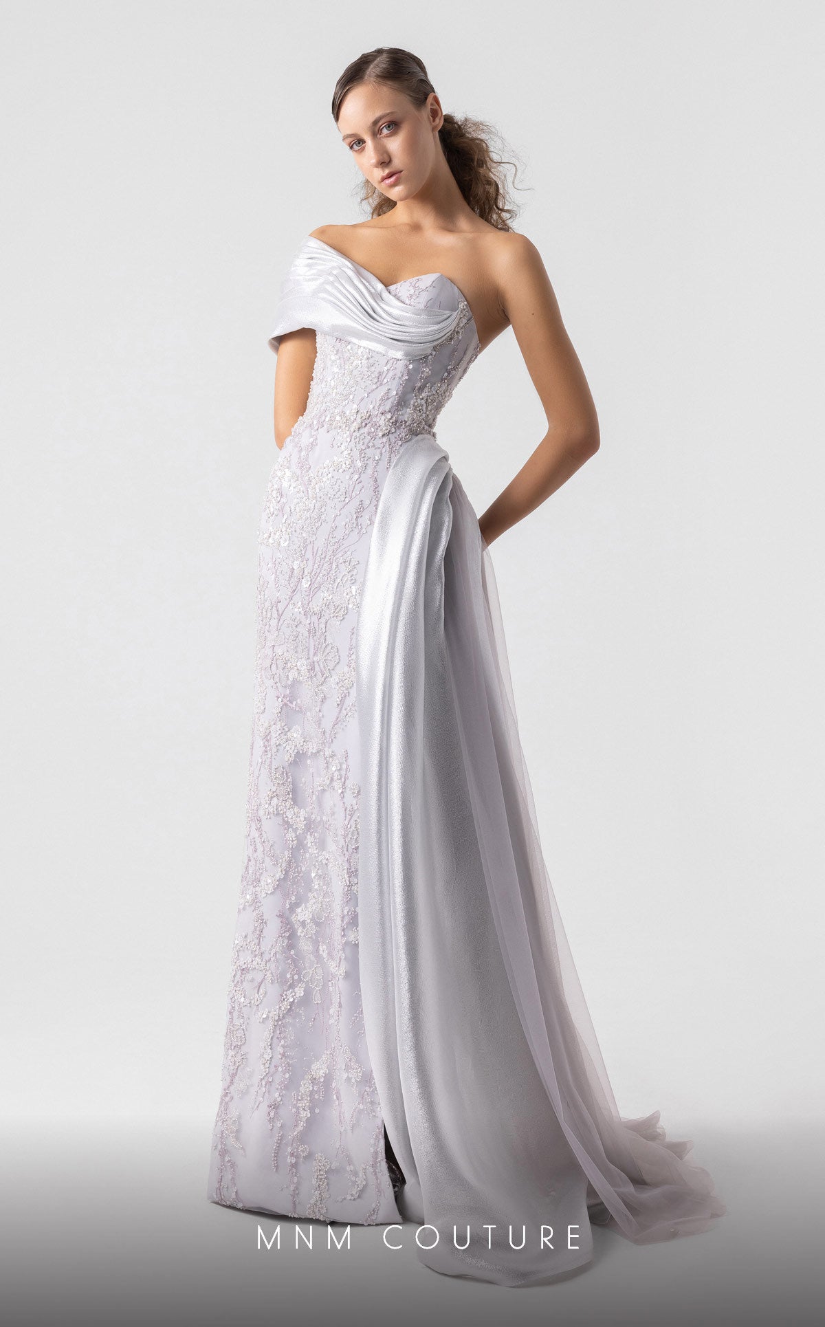 Formal Dresses Long Prom Formal Evening Lace Sequin Dress MNM Couture G1932 Silver