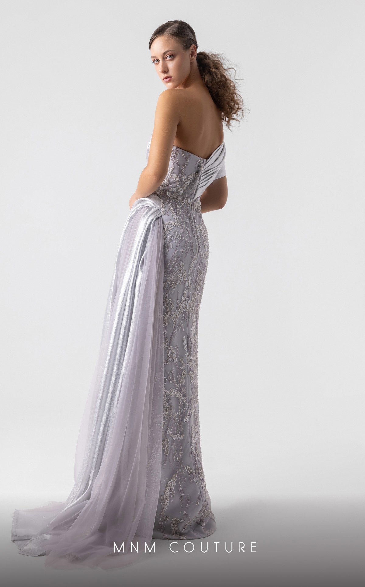 Formal Dresses Long Prom Formal Evening Lace Sequin Dress MNM Couture G1932 Silver