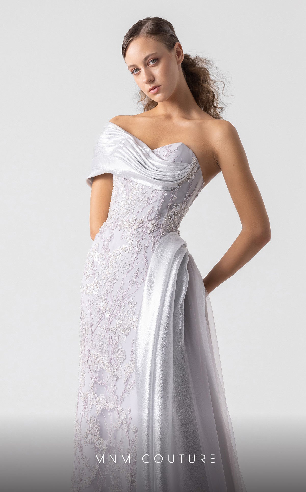 Formal Dresses Long Prom Formal Evening Lace Sequin Dress MNM Couture G1932 Silver