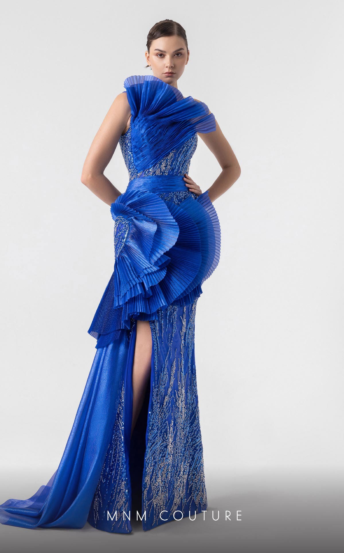 Formal Dresses Long Prom Formal Evening Lace Ruffle Dress MNM Couture G1933 Royal Blue