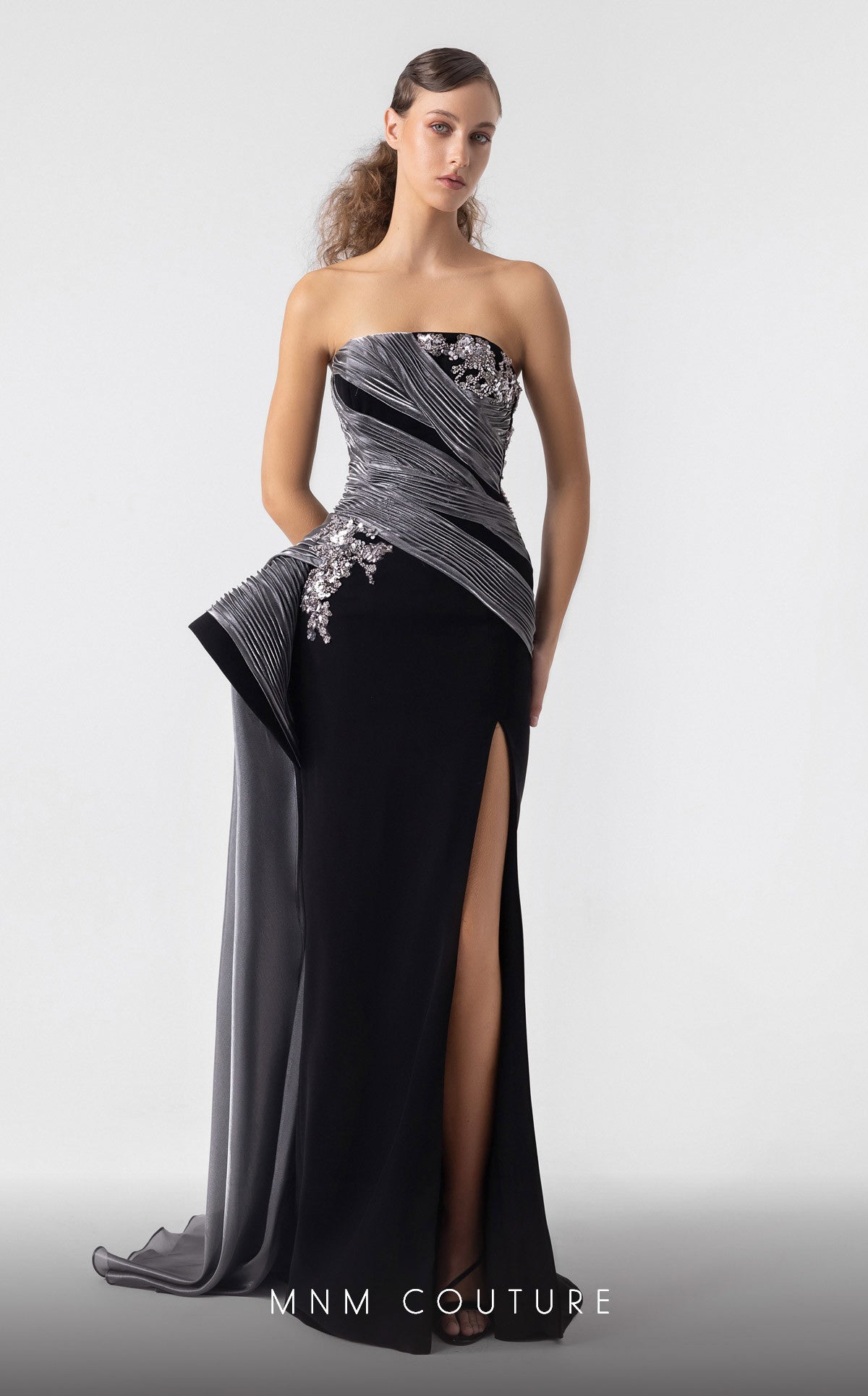 Formal Dresses Long Prom Metallic Formal Evening Dress MNM Couture G1938 Black