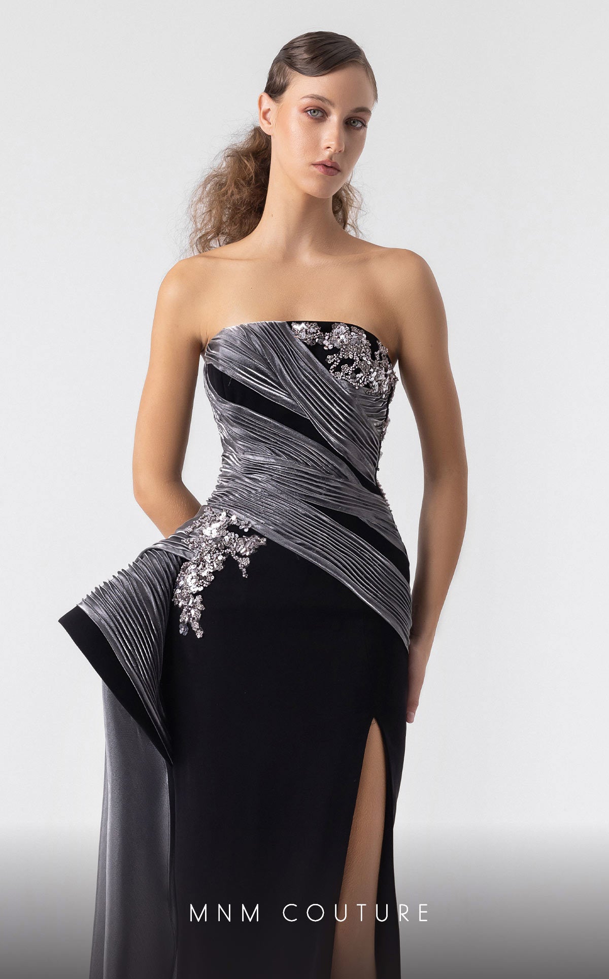 Formal Dresses Long Prom Metallic Formal Evening Dress MNM Couture G1938 Black