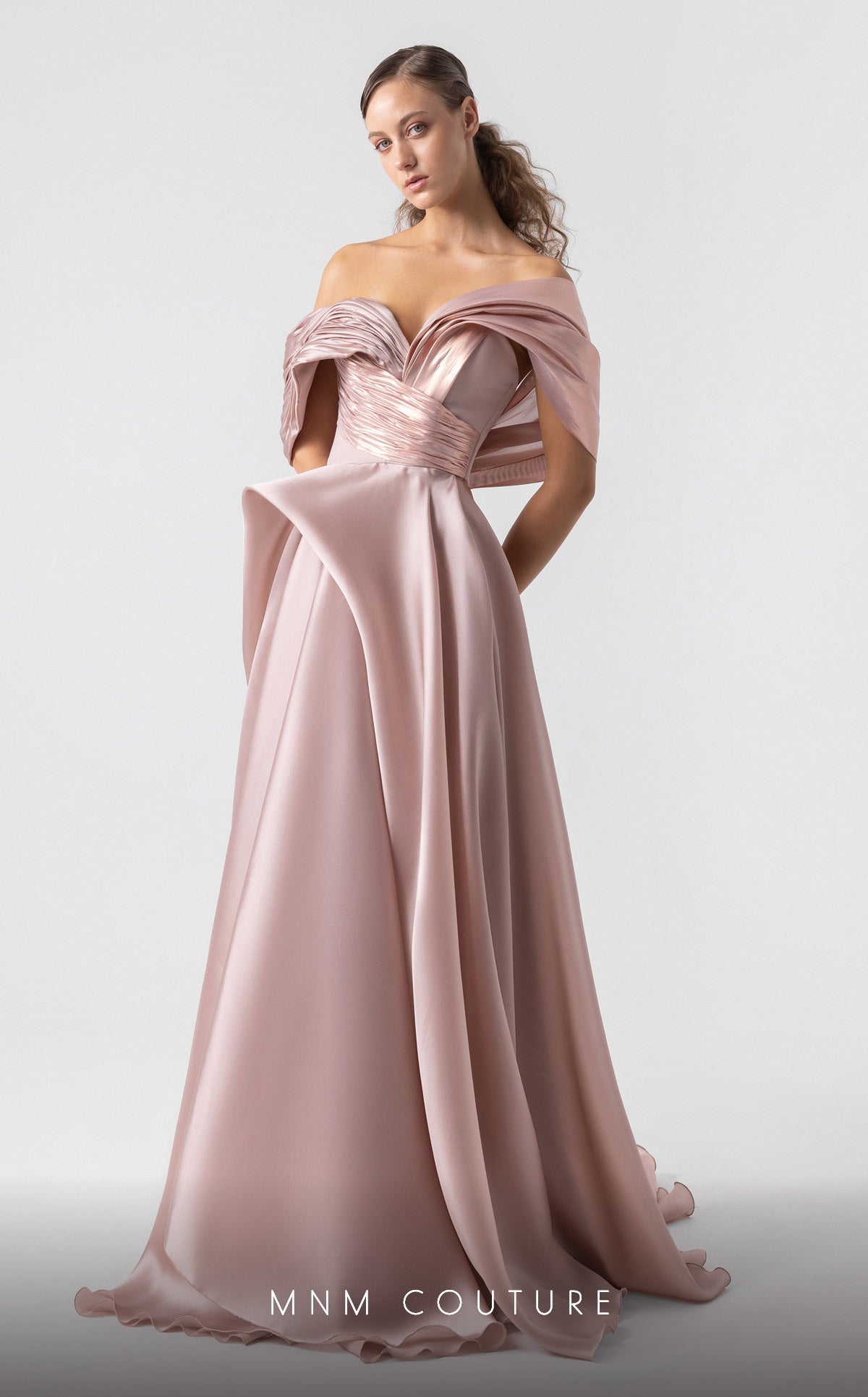 Formal Dresses Long Prom Formal Metallic Evening Dress MNM Couture G1940 Salmon