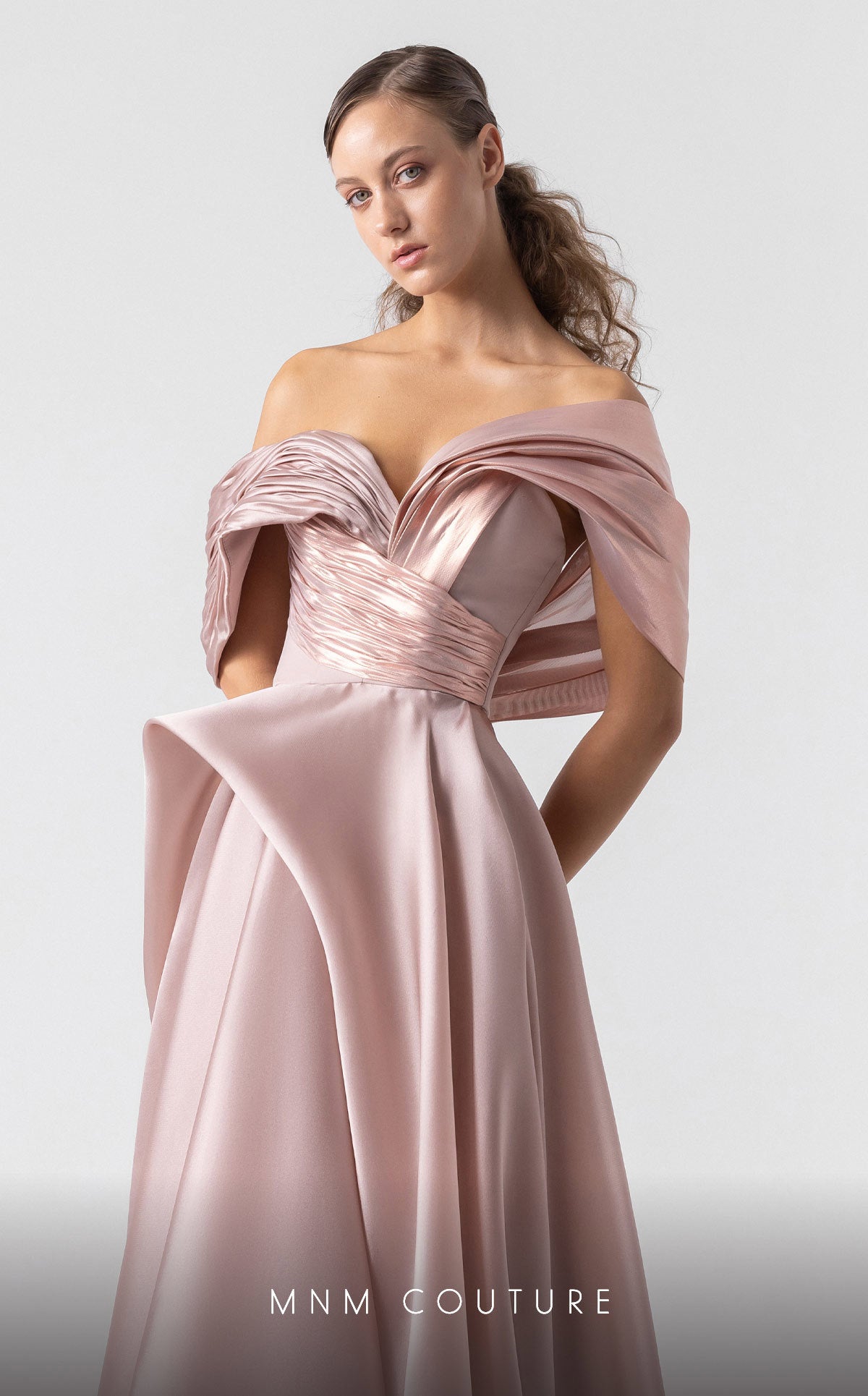 Formal Dresses Long Prom Formal Metallic Evening Dress MNM Couture G1940 Salmon