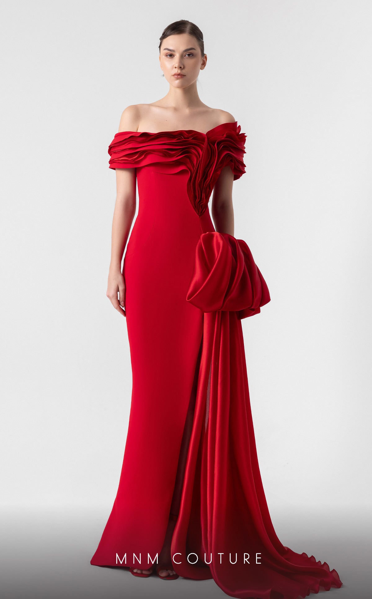 Formal Dresses Long Prom Formal Pleated Evening Dress MNM Couture G1942 Red