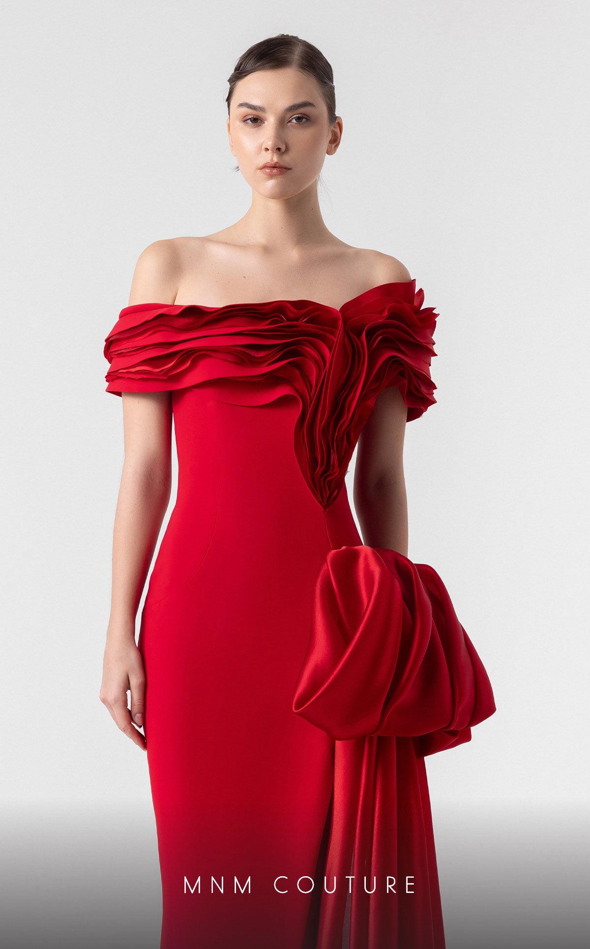 Formal Dresses Long Prom Formal Pleated Evening Dress MNM Couture G1942 Red