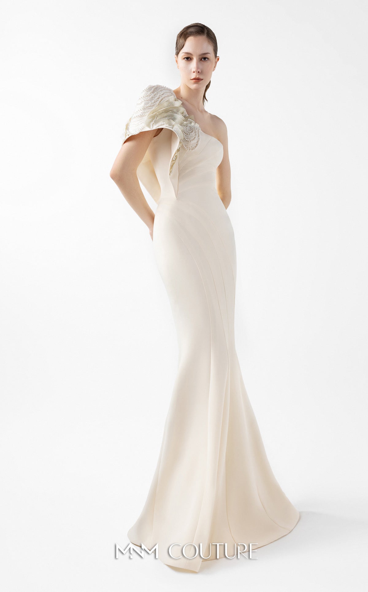 Prom Dresses Long Formal Prom Mermaid Dress MNM Couture G2003 Cream