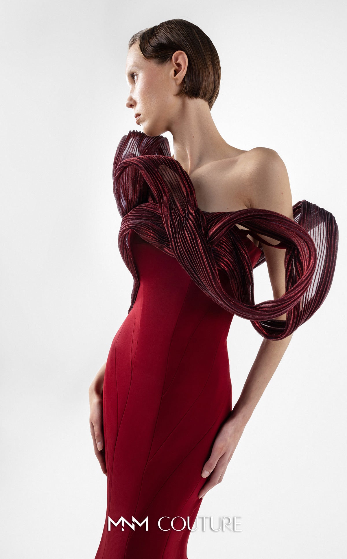 Strapless Curved Neck Floor-Length Crepe Formal Mermaid MNM Couture G2009