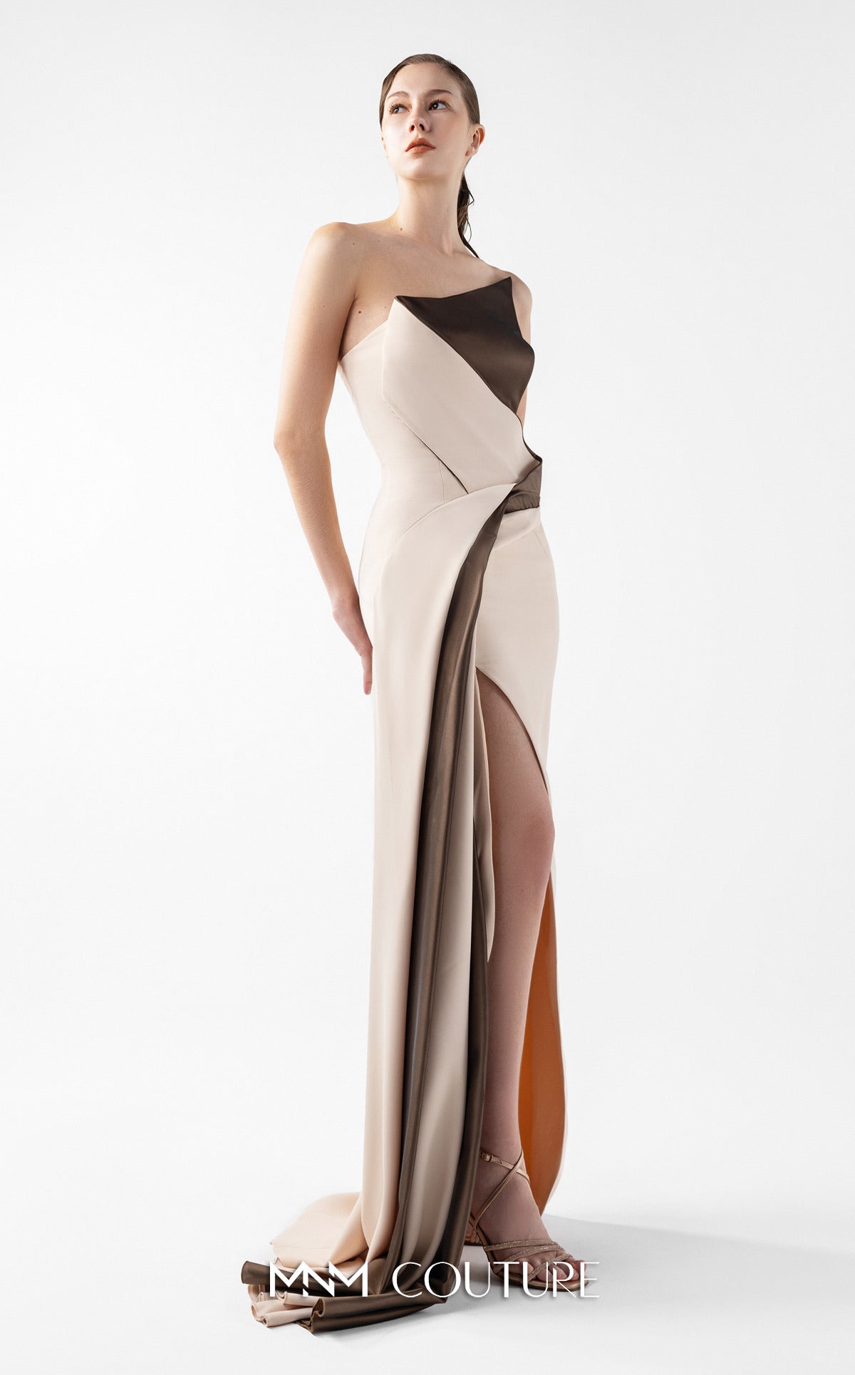 Prom Dresses Evening Long Formal Prom Dress MNM Couture G2011 Brown/Beige