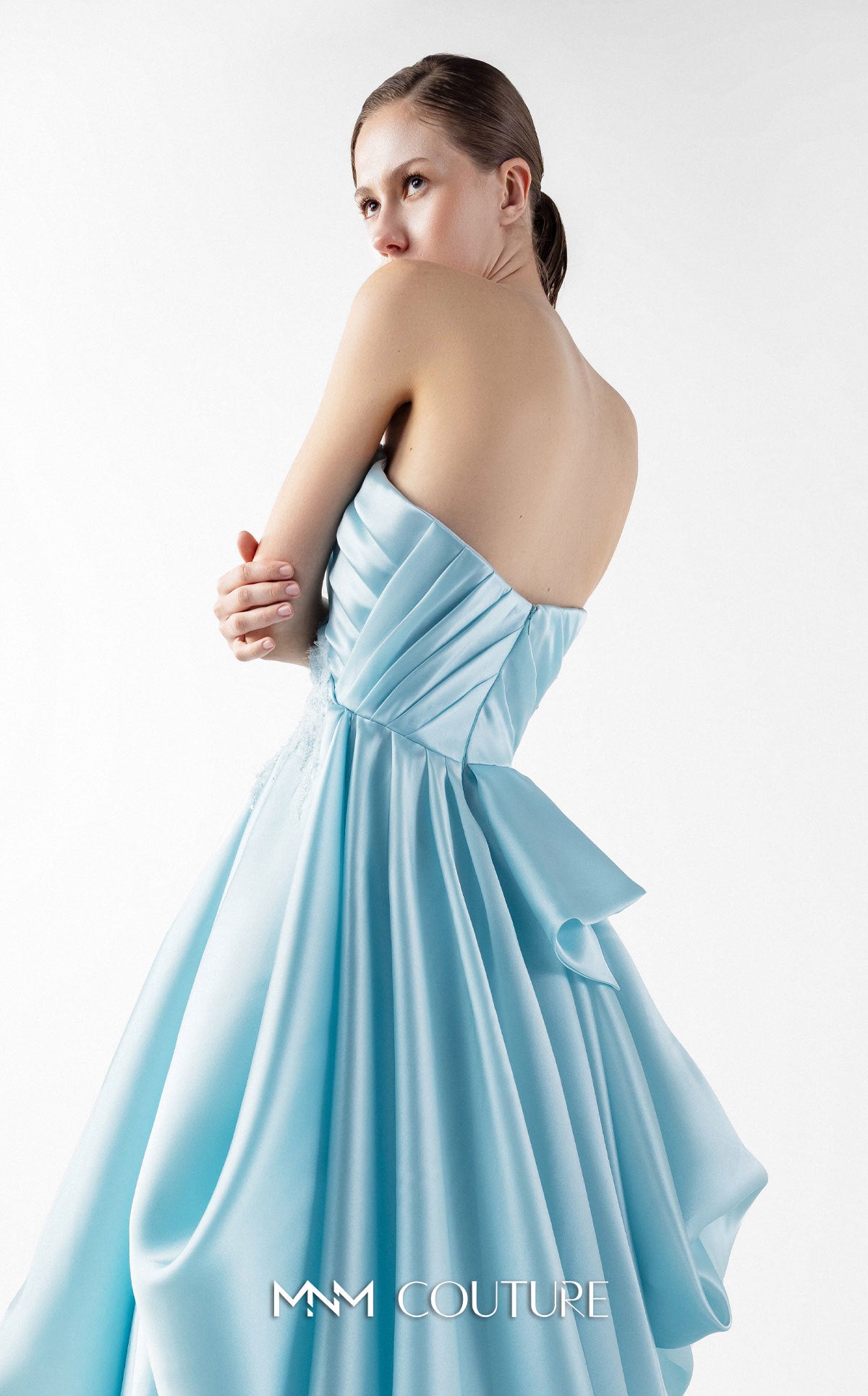 Prom Dresses Long Formal Lace Pleated A Line Glitter Ruffle Prom Dress MNM Couture G2014 Blue