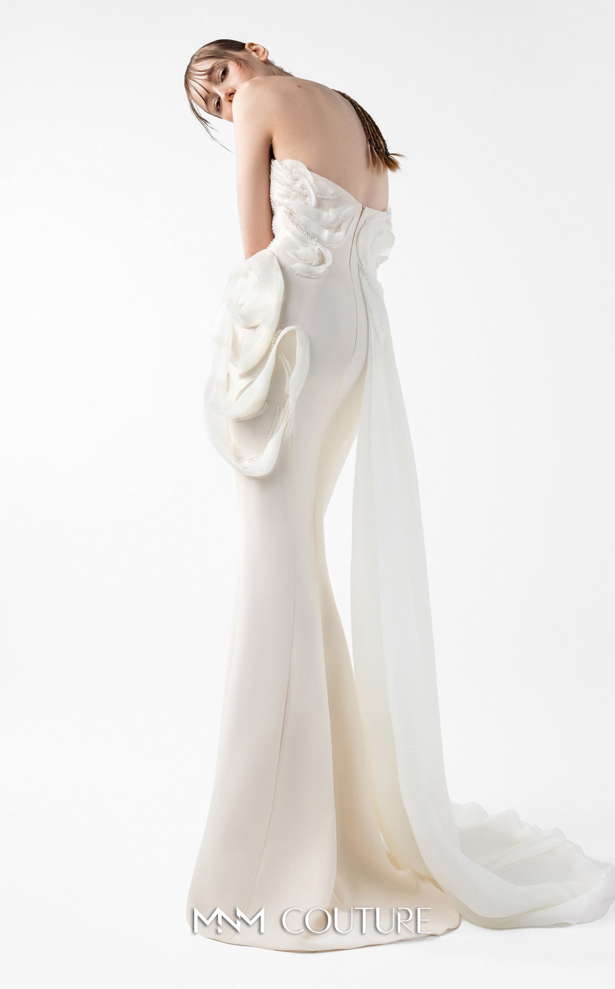 Prom Dresses Long Mermaid Lace Formal Prom Dress MNM Couture G2015 Cream