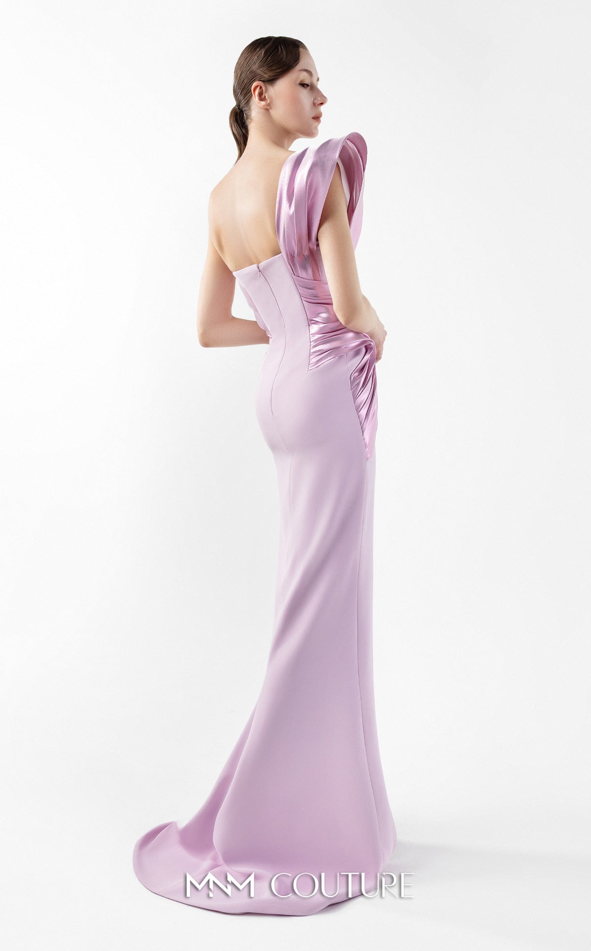 Prom Dresses Slit Long Formal Metallic Prom Dress MNM Couture G2025 Pink