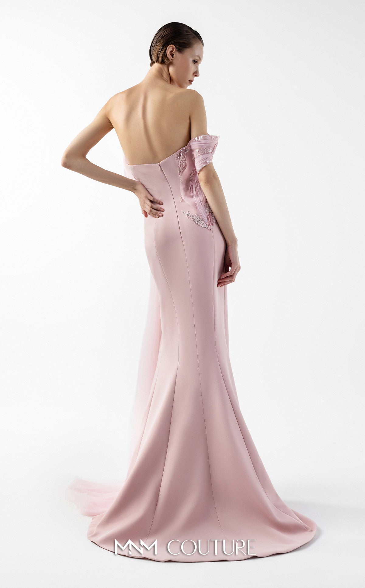 Prom Dresses Lace Long Formal Slit Prom Dress MNM Couture G2031 Pink