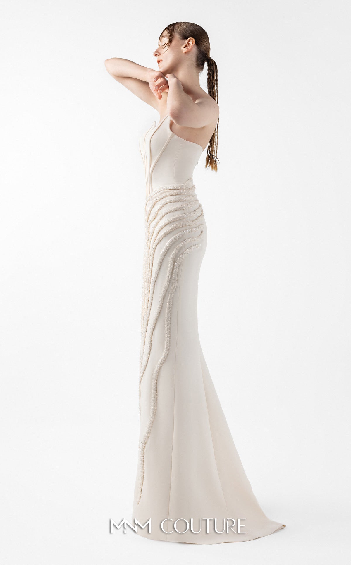 Prom Dresses Mermaid Long Formal Corset Prom Dress MNM Couture G2032 Cream
