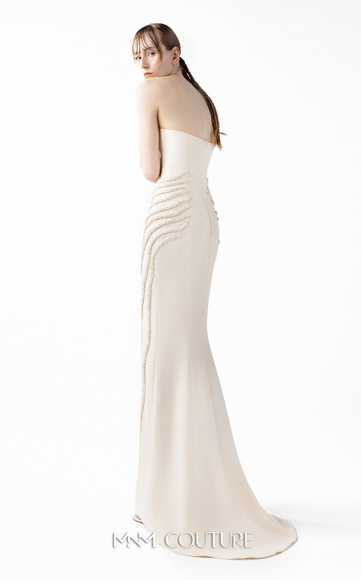 Prom Dresses Mermaid Long Formal Corset Prom Dress MNM Couture G2032 Cream