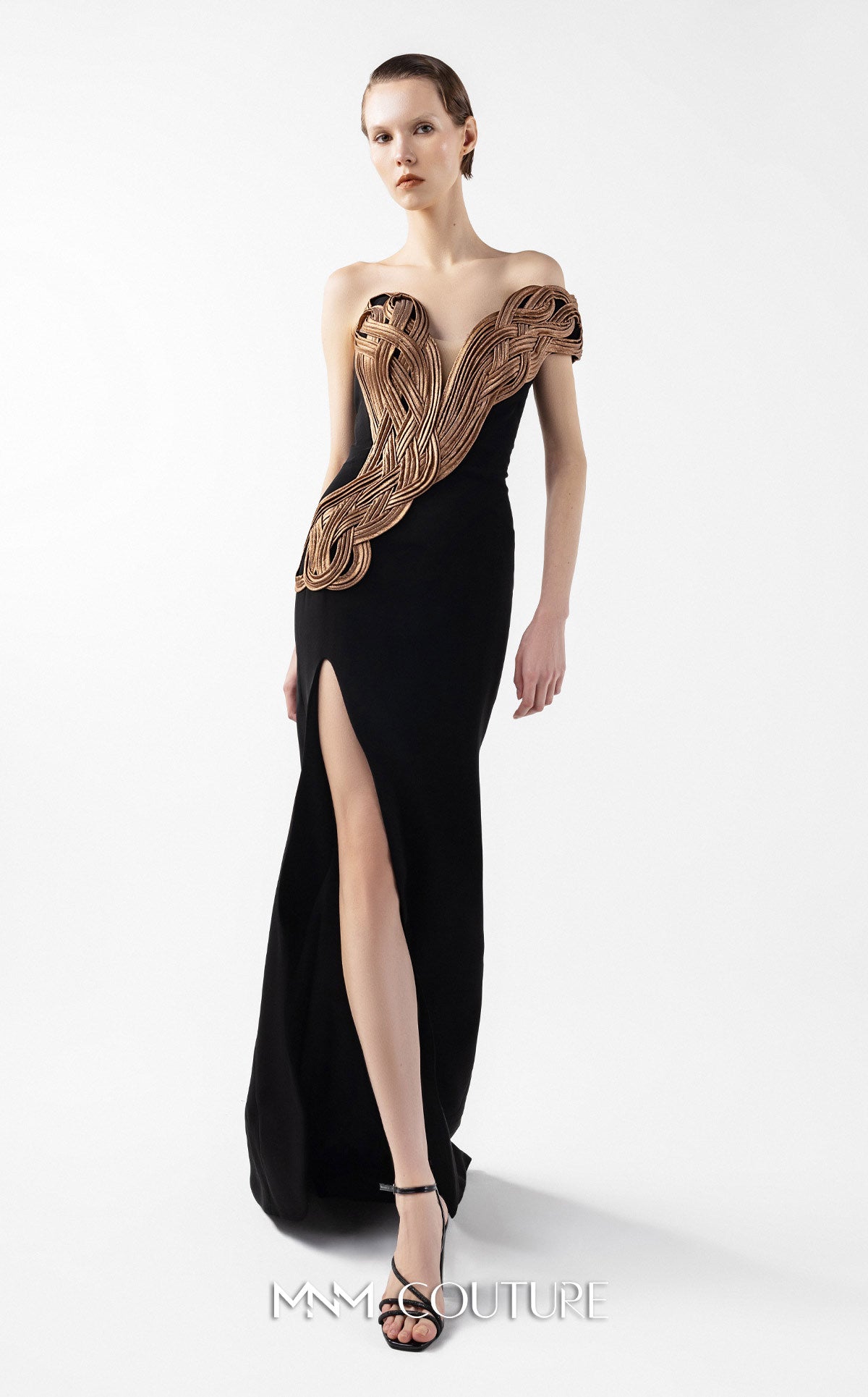 Prom Dresses Long Formal Slit Prom Dress MNM Couture G2043 Black