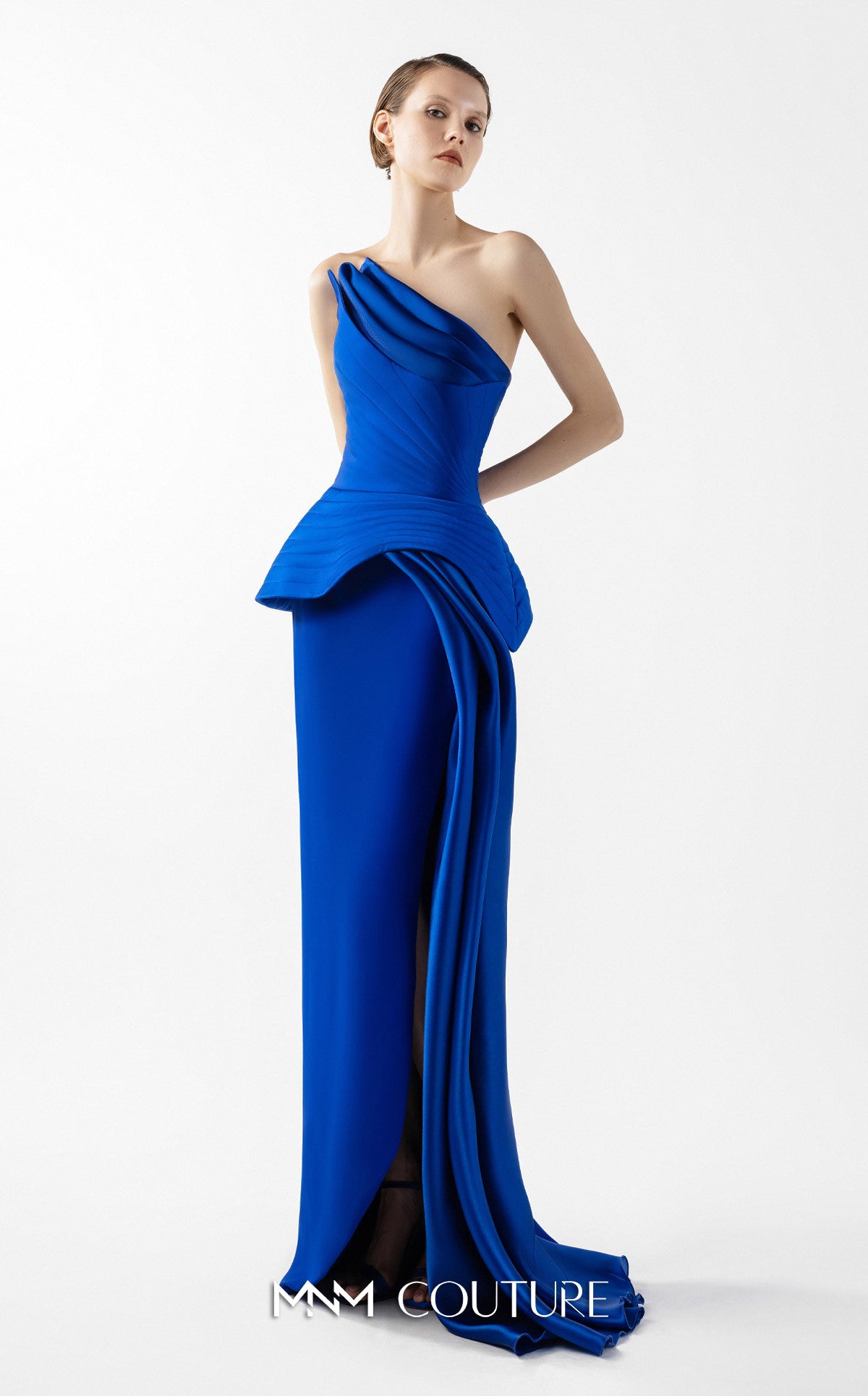 Prom Dresses Long Formal Pleated Fitted Corset Prom Dress MNM Couture G2044 Royal Blue
