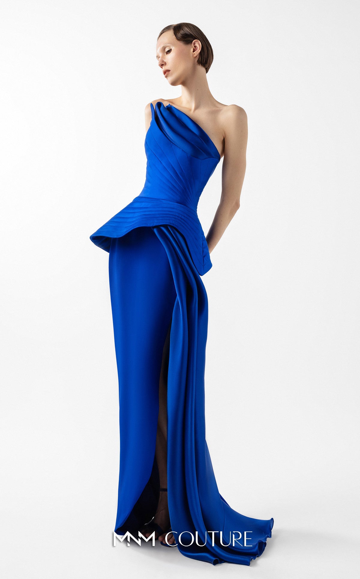 Prom Dresses Long Formal Pleated Fitted Corset Prom Dress MNM Couture G2044 Royal Blue