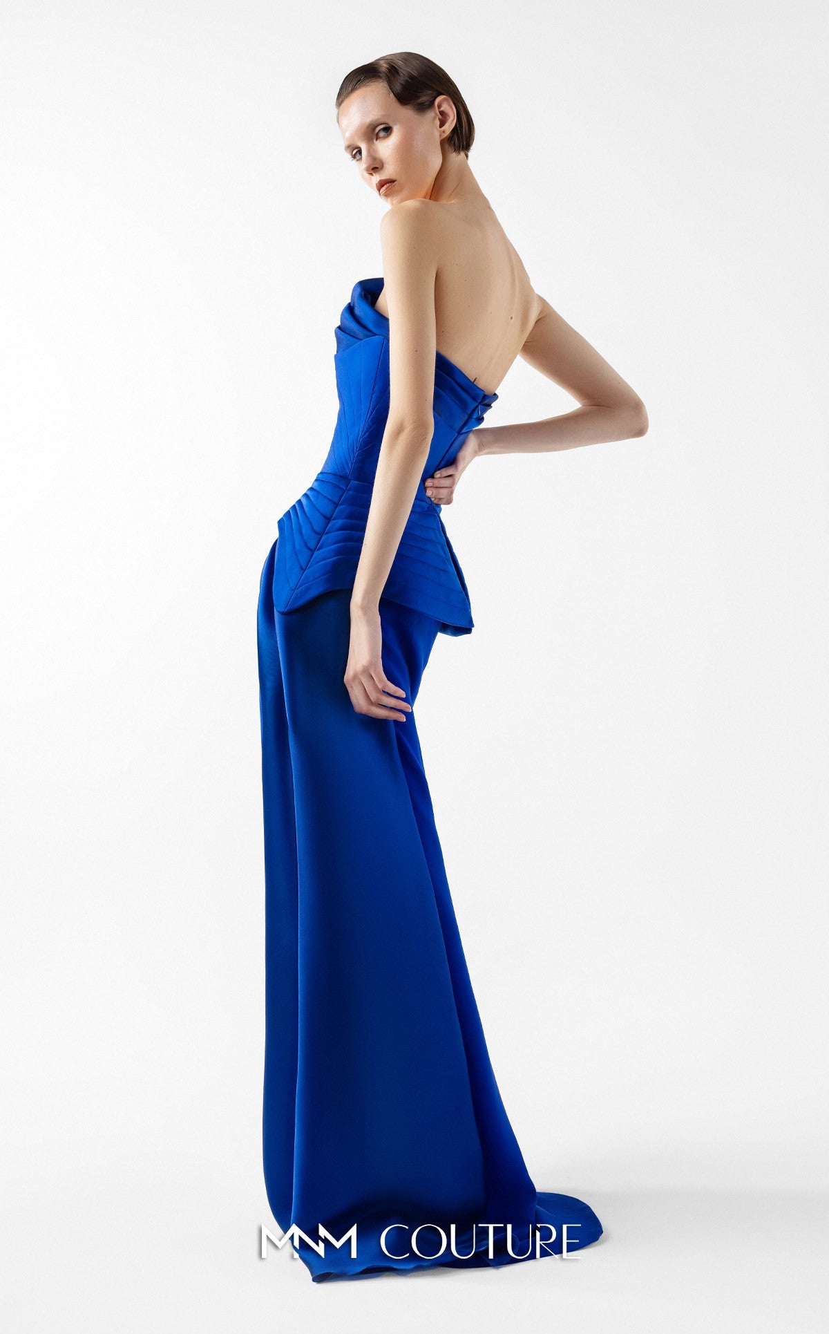 Prom Dresses Long Formal Pleated Fitted Corset Prom Dress MNM Couture G2044 Royal Blue