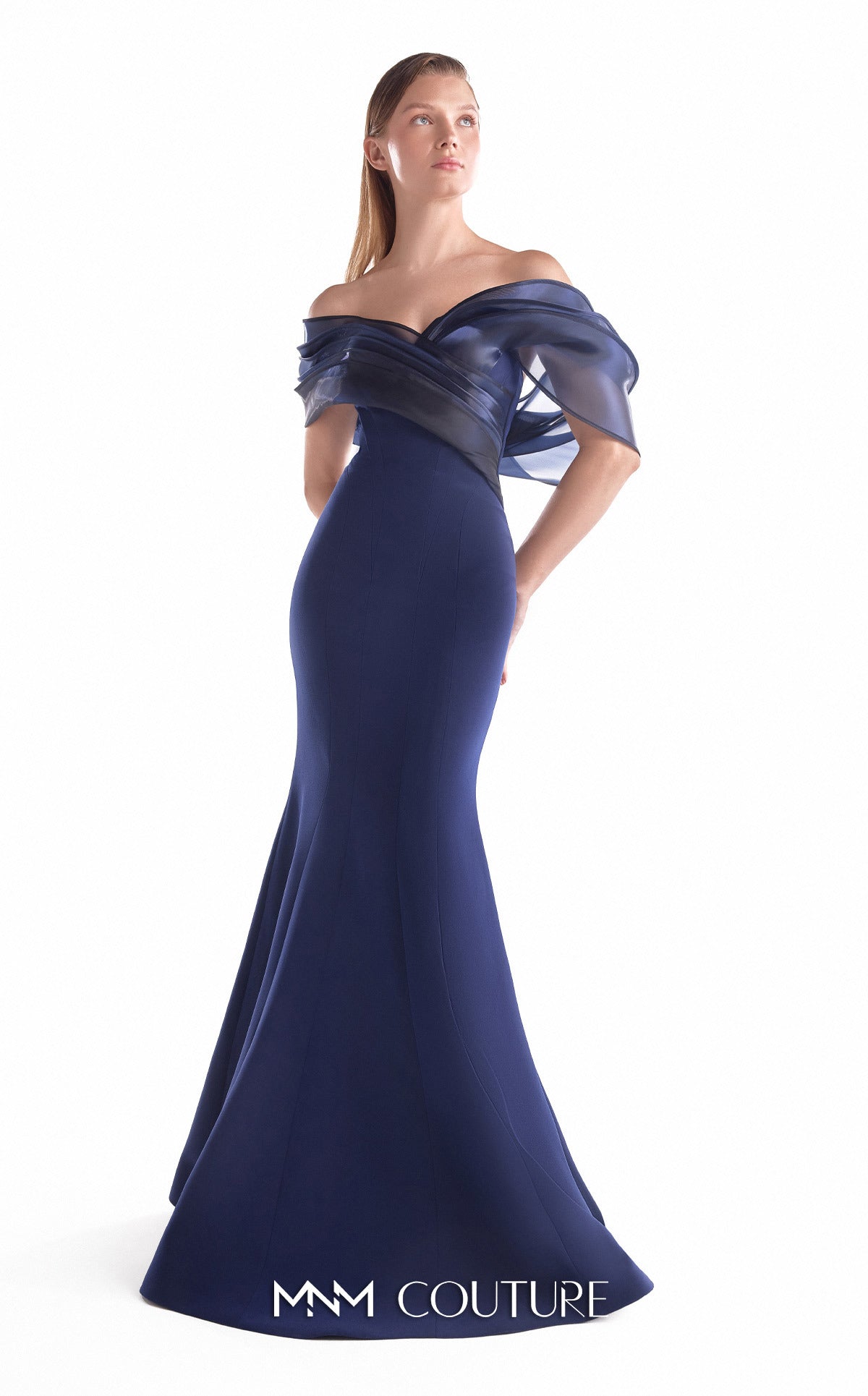 Off-the-Shoulder Floor-Length Satin Formal Mermaid MNM Couture G2144