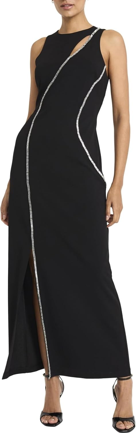 Maggy London Crystal Trimmed Keyhole Slit Maxi Gown G6323M