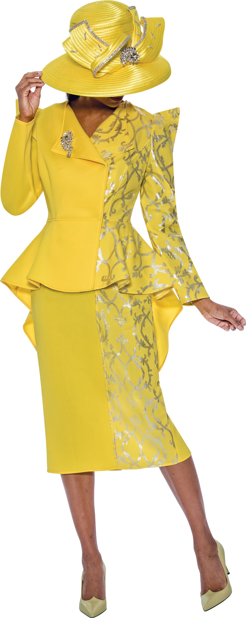 Plus Size Dresses Plus Size Mother of the Bride Long Sleeve Dress Bright Yellow/Silver