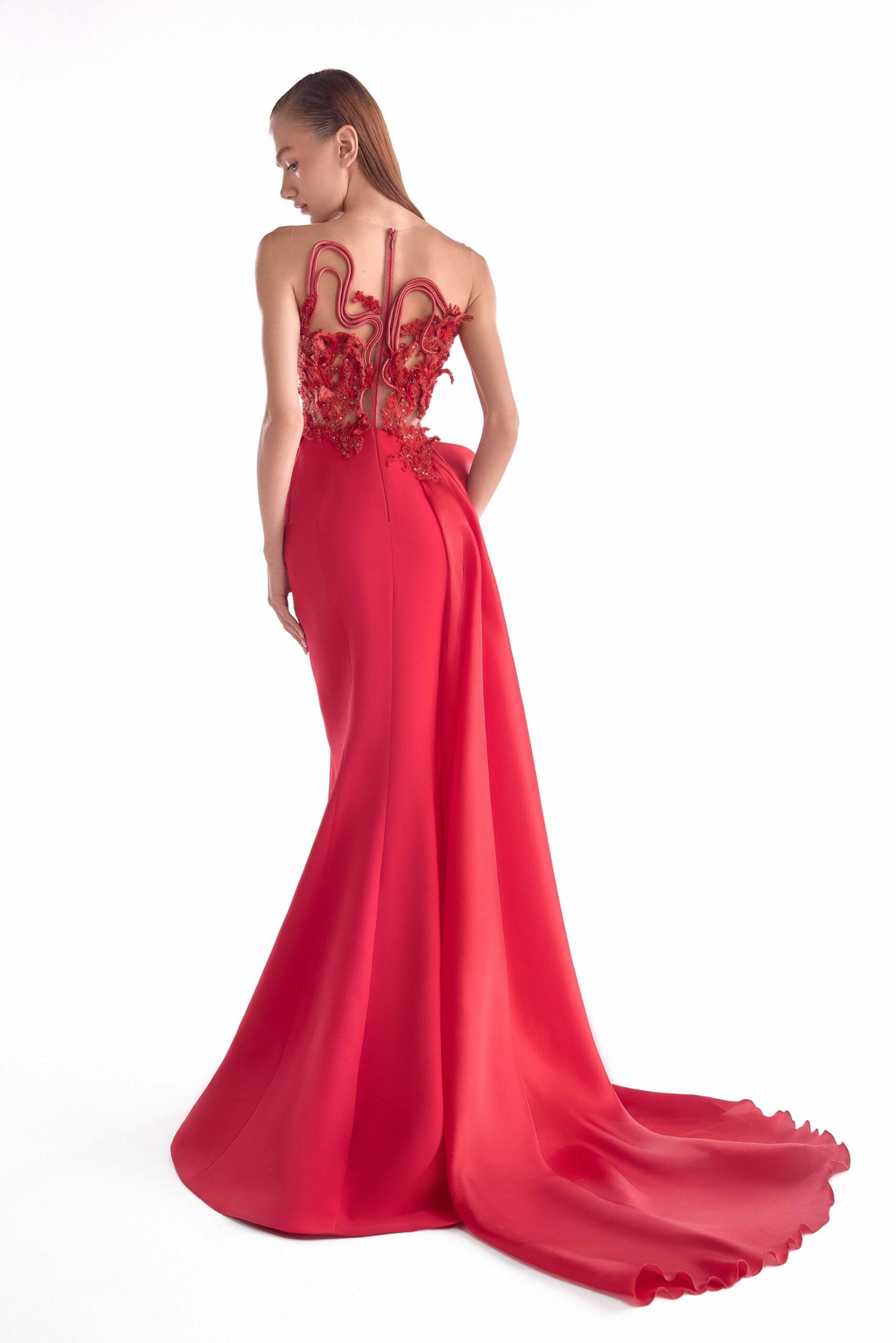 Illusion Floor-Length Lace Formal Sheath MNM Couture G2133