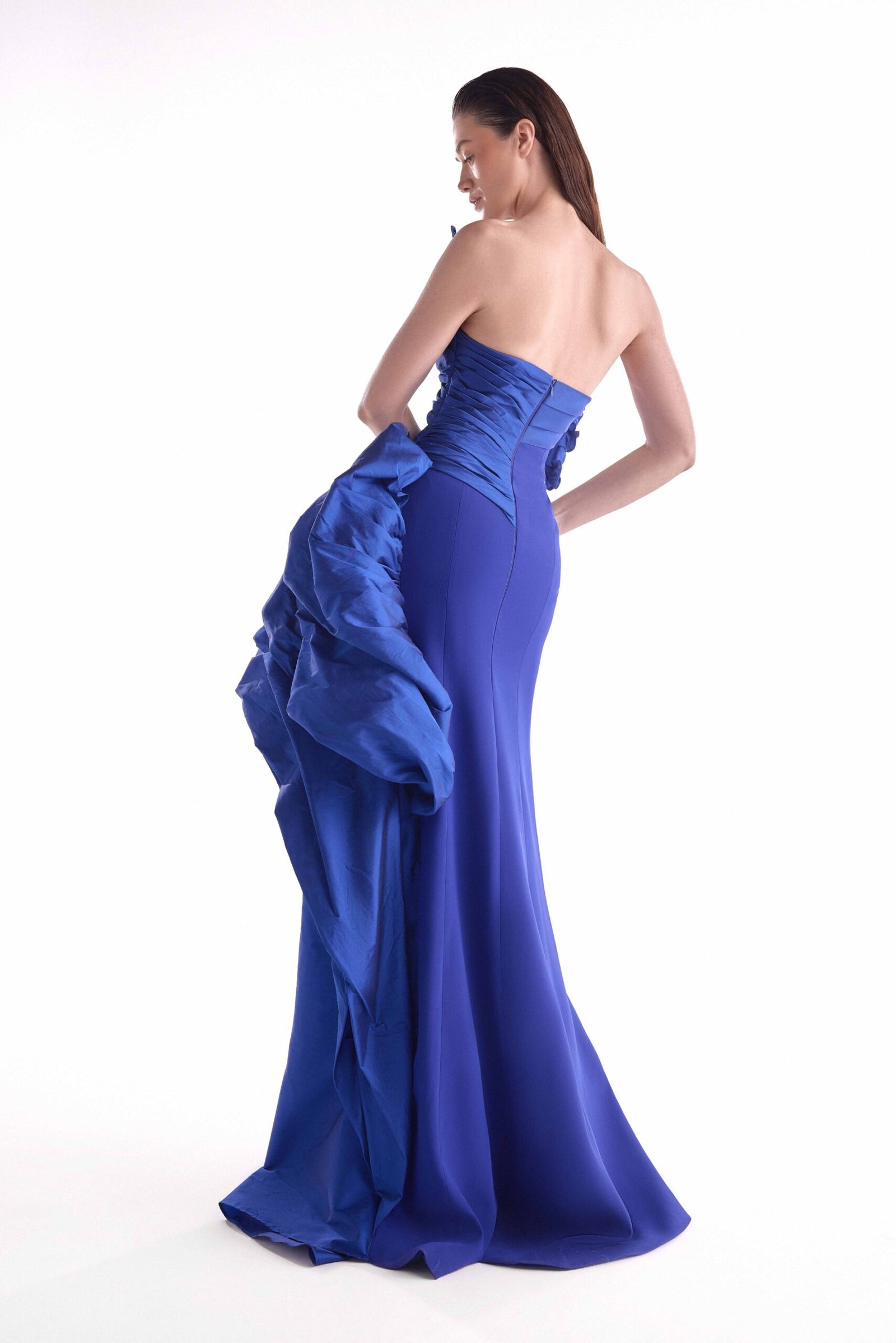 Strapless Curved Neck Floor-Length Satin Formal Mermaid MNM Couture G2148