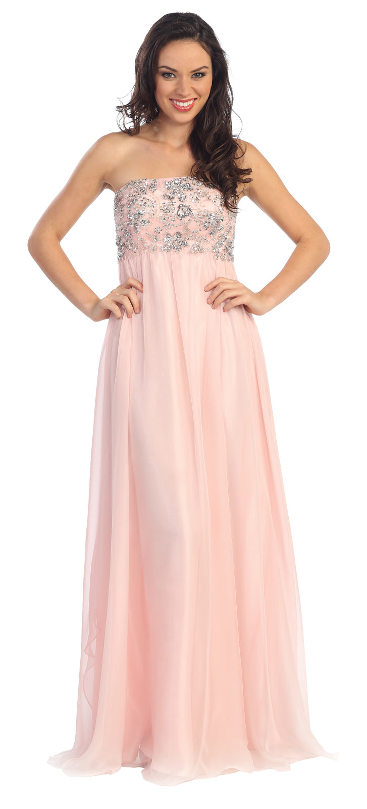 Long Strapless Chiffon Prom Formal Dress