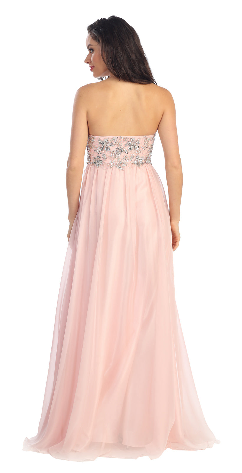 Long Strapless Chiffon Prom Formal Dress