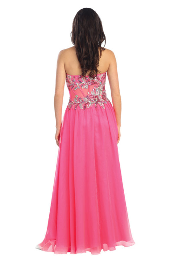 Prom Long Strapless Chiffon Dress Evening Gown