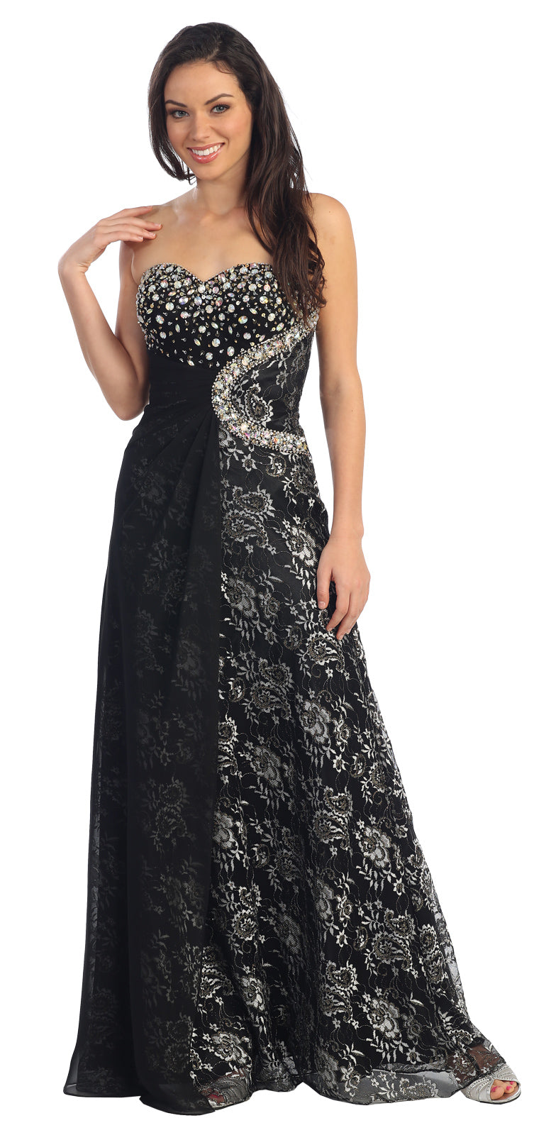 Prom Long Strapless Sweetheart Formal Evening Dress - The Dress Outlet Elizabeth K Black