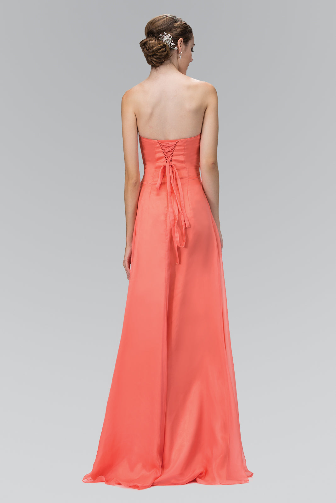 Strapless Long Prom Dress Formal - The Dress Outlet Elizabeth K Coral