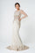 Long Formal Dress Evening Gown Cape Sleeves - The Dress Outlet Elizabeth K Champagne