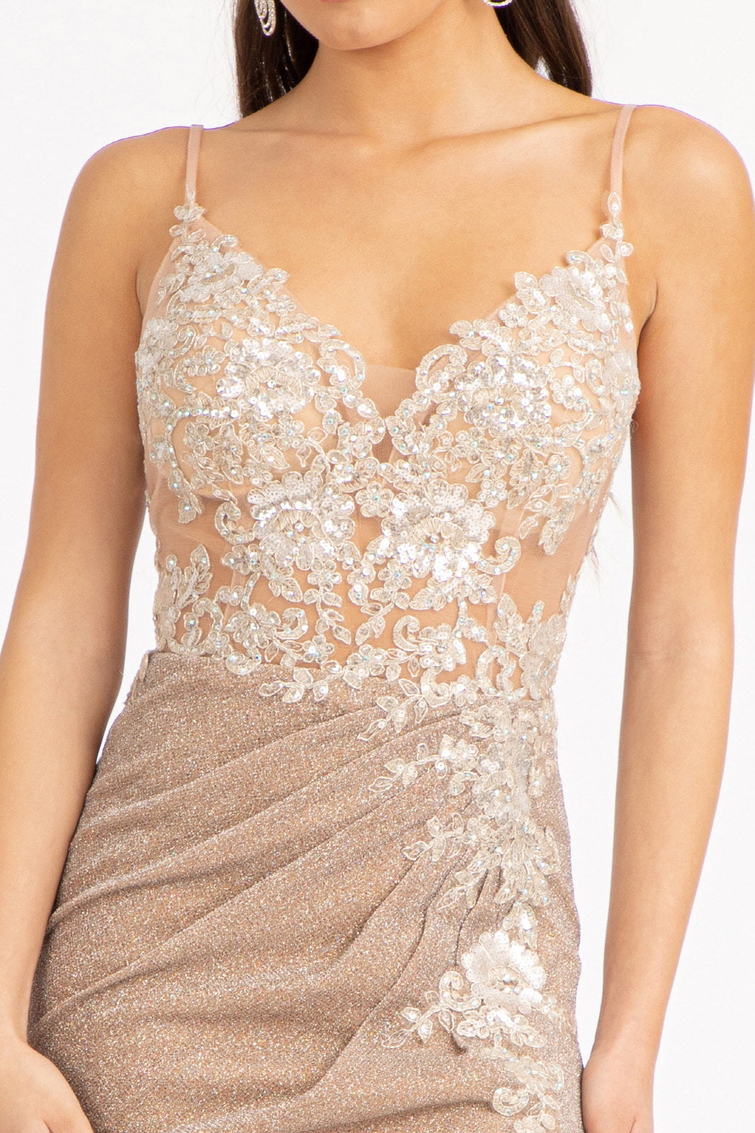 Champagne Sequin Glitter Mermaid Prom Dress