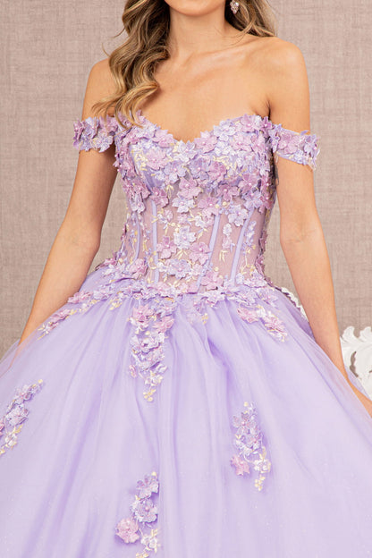 Quinceniera Dresses Applique Jewel Quinceanera Long Tail Ball Gown Lilac