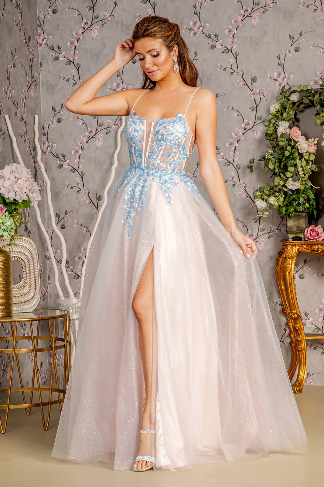 Glitter Sequin A Line Long Formal Prom Dress – The Dress Outlet