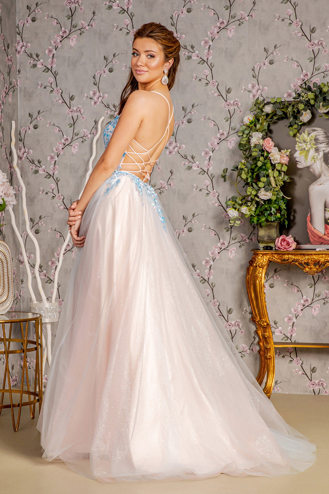 Glitter Sequin A Line Long Formal Prom Dress