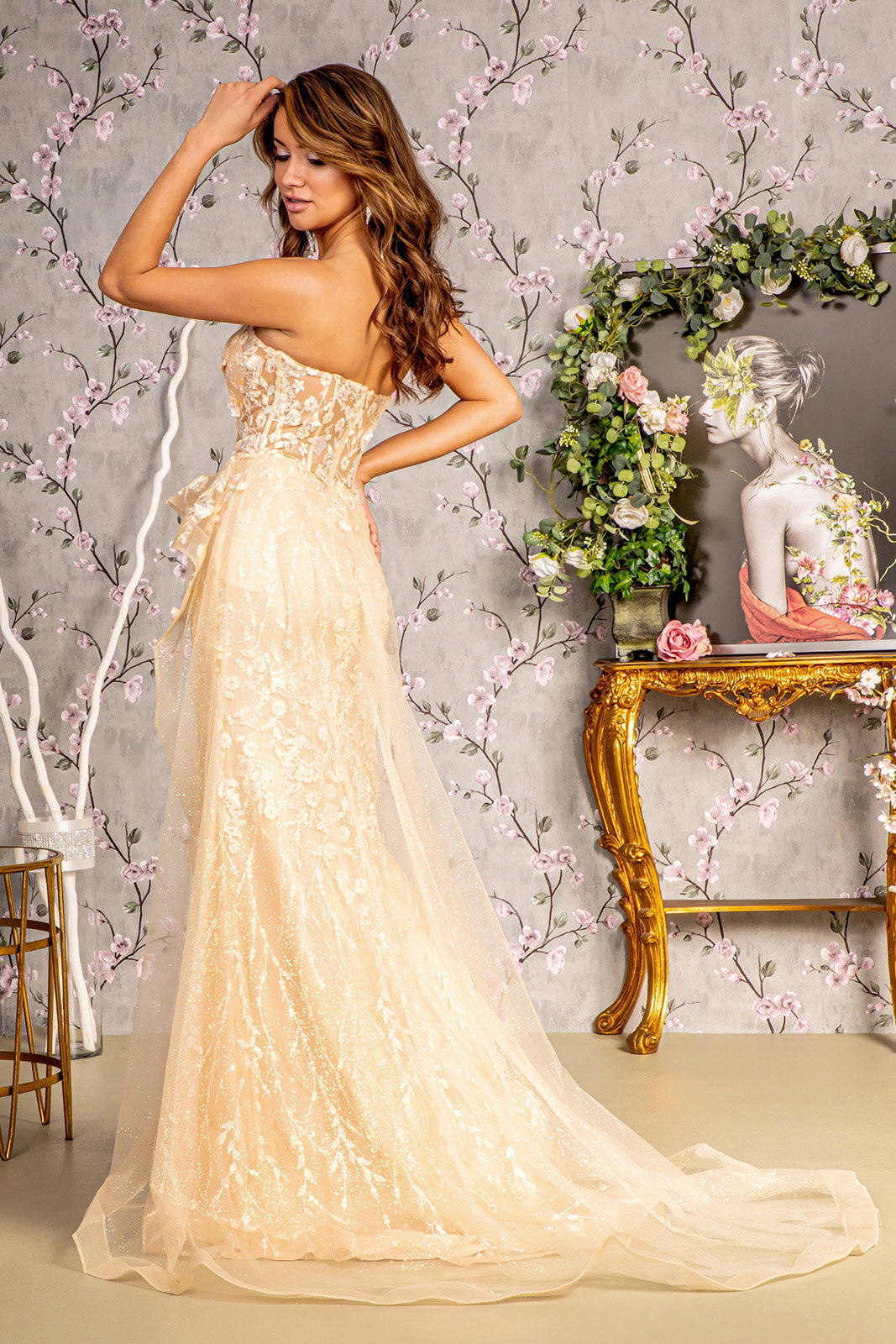 Long Formal Mermaid Overskirt Prom Gown