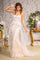 Prom Dresses  Glitter Mermaid Waist Drape Layer Long Prom Dress Champagne