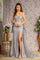 Prom Dresses Jewel Mermaid Detachable Waist Drape Prom Long Dress Silver