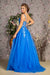 Prom Dresses Prom Jewel 3D Flower A line Long Dress Royal Blue