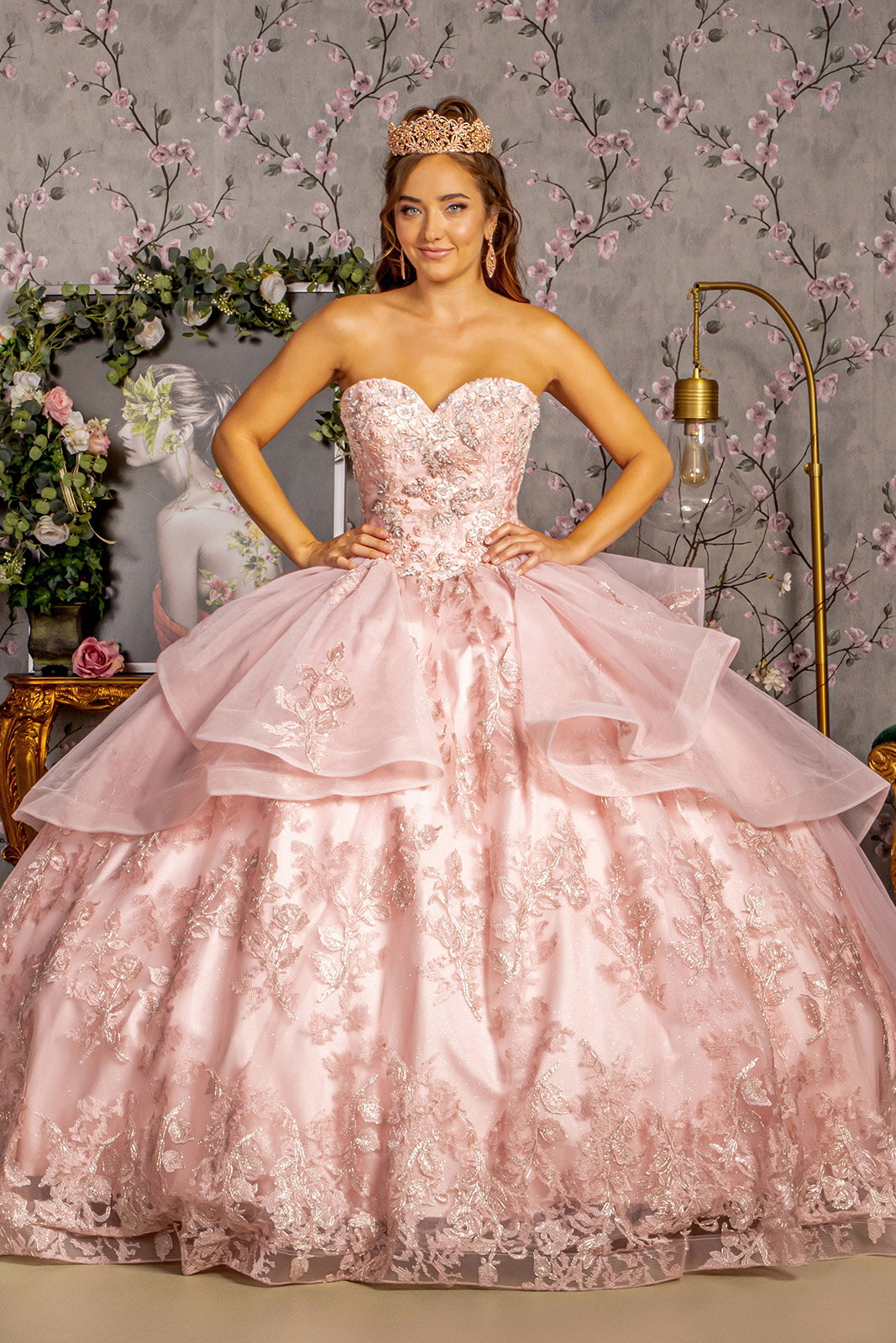 Long Detachable Sleeves Quinceanera Dress