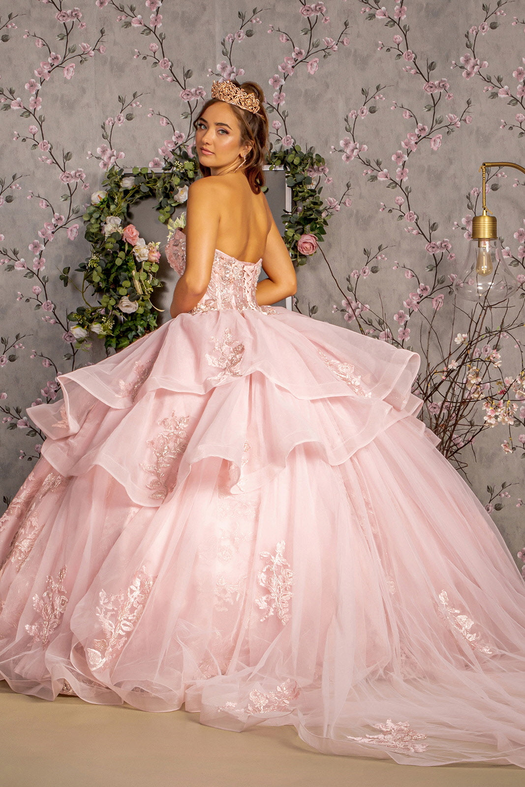 Long Detachable Sleeves Quinceanera Dress