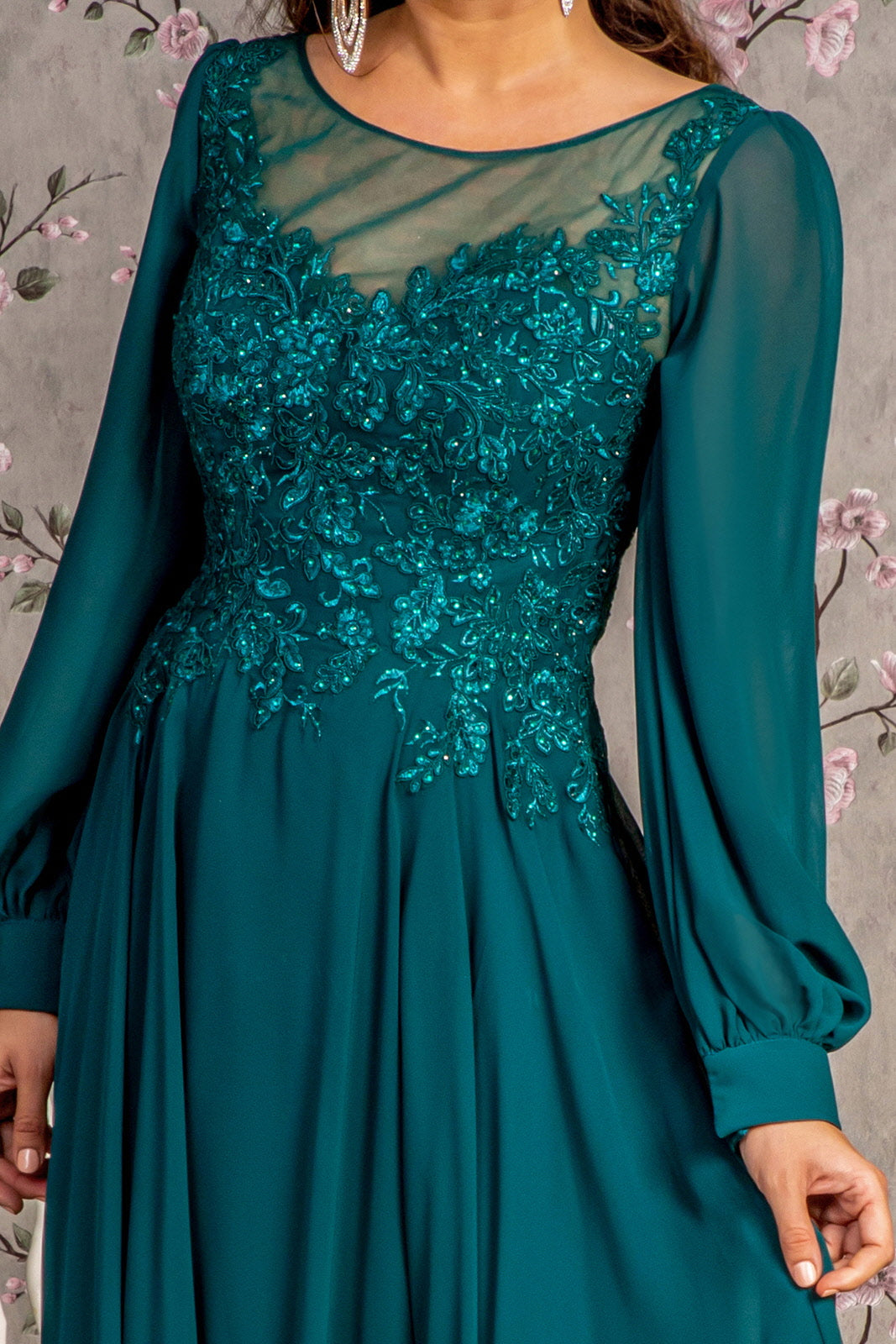 A Line Long Formal Mother of the Bride Dress - Teal / L A Line Long Formal Mother of the Bride Dress - Teal / L