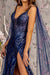 Prom Dresses Sequin Mermaid Detachable Side Drapes Long Prom Dress Navy