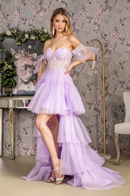 Prom Dresses Layered Skirt A line Long Prom Dress Lilac