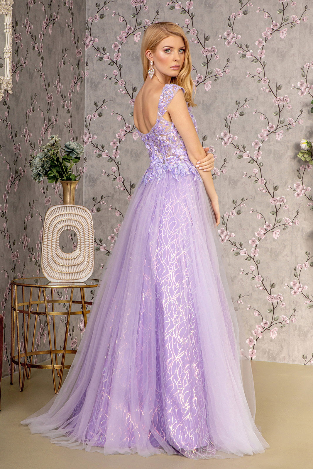 A Line Lilac Prom Dress, Strapless Formal Evening Gown