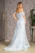 Prom Dresses Flower Sequin Mermaid Prom Long Dress Baby Blue